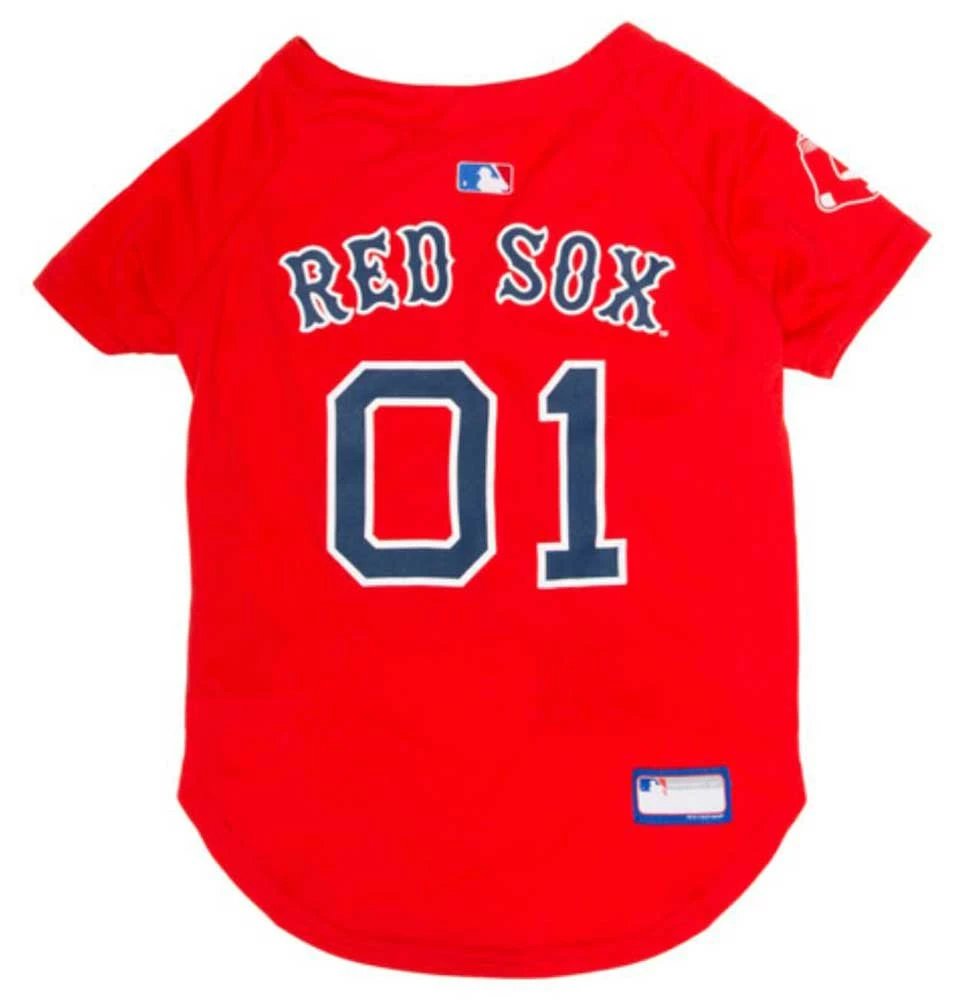 Pets First MLB Boston Red Sox Screen Printed Baseball Dog Jersey - Red/Blue 3 Pets First MLB Boston Red Sox Screen Printed Baseball Dog Jersey - Red/Blue