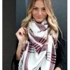 Panache Accessories Long Scarf Scarves Fringe Edge 56"x56" Acrylic Cream/Maroon -Baseball Cap Sales Shop s 67 1 42898.1667488829.1280.1280