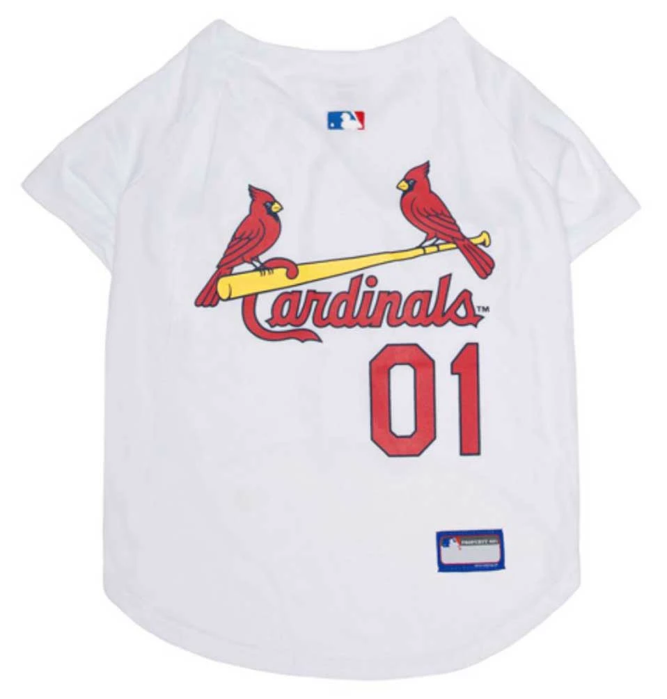 Pets First MLB St. Louis Cardinals Screen Printed Baseball Dog Jersey - White 3 Pets First MLB St. Louis Cardinals Screen Printed Baseball Dog Jersey - White