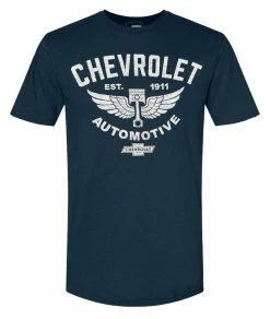 Rex Men's Chevrolet Automotive Short Sleeve Cotton Blend Graphic T-Shirt - Blue