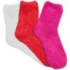 Stems Luxury Women's Plush Cozy Winter Socks - 3 Pack - Red/Pink/White