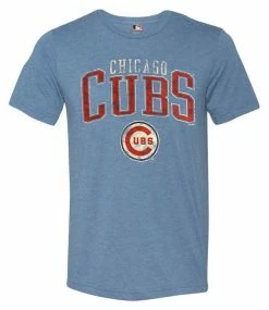 Fanatics Mens MLB Chicago Cubs Vintage Arch Short Sleeve Crew Neck T-Shirt, Blue