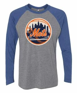 Fanatics Men's MLB New York Mets Jumbo Logo Long Sleeve Crew Neck T-Shirt, Gray