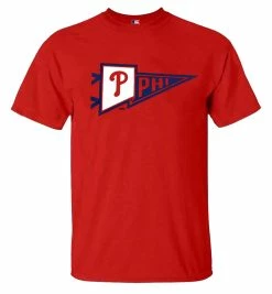 Fanatics Mens MLB Philadelphia Phillies Power Pennant Short Sleeve Crew Neck Tee