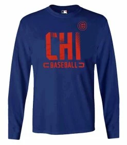 Fanatics Mens MLB Chicago Cubs Dash Abbreviation Tee T-Shirt L/S Baseball IL