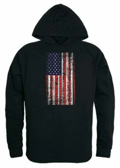 Rapid Dominance Men's Vertical USA Flag Pullover Hoodie Hoody American Black