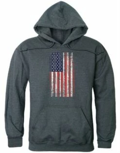 Rapid Dominance Men's Vertical USA Flag Pullover Hoodie Hoody American Slate