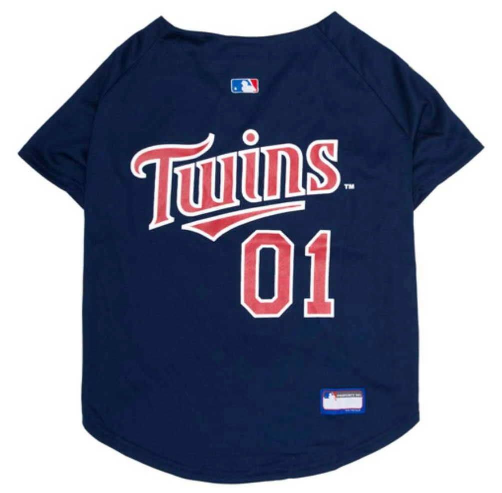 Pets First MLB Minnesota Twins Screen Printed Baseball Dog Jersey - Blue/Red 3 Pets First MLB Minnesota Twins Screen Printed Baseball Dog Jersey - Blue/Red