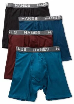 Hanes Mens Ultimate Comfort Flex Fit Boxer Briefs Underwear (4 Pk) Multicolor
