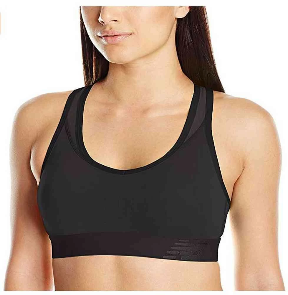 New Balance Women's NB Pace Sports Bra Cutout Racerback Black Or White WB71034 3 New Balance Women's NB Pace Sports Bra Cutout Racerback Black Or White WB71034