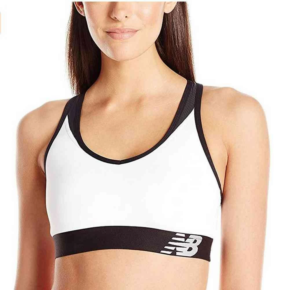 New Balance Women's NB Pace Sports Bra Cutout Racerback Black Or White WB71034 4 New Balance Women's NB Pace Sports Bra Cutout Racerback Black Or White WB71034 - Image 2