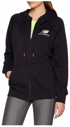 New Balance Womens Essentials Brush Full Zipper Hoodie Hoody Sweatshirt 2 Colors