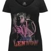 John Lennon Women's Pink Peace Guitar V-Neck Tee T-Shirt Black ZRJL1016 -Baseball Cap Sales Shop zrjl10160 1 70343.1667488701.1280.1280